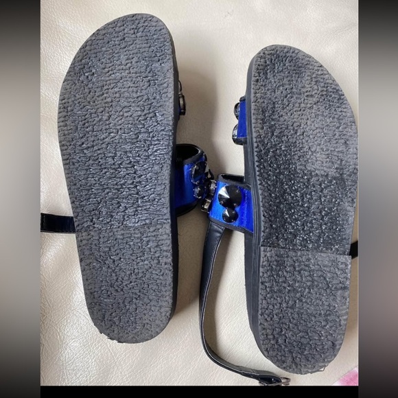 ASOS BeJeweled Blue Strap Slide Sandals in black size 5 fits US 6.5 - Picture 3 of 4